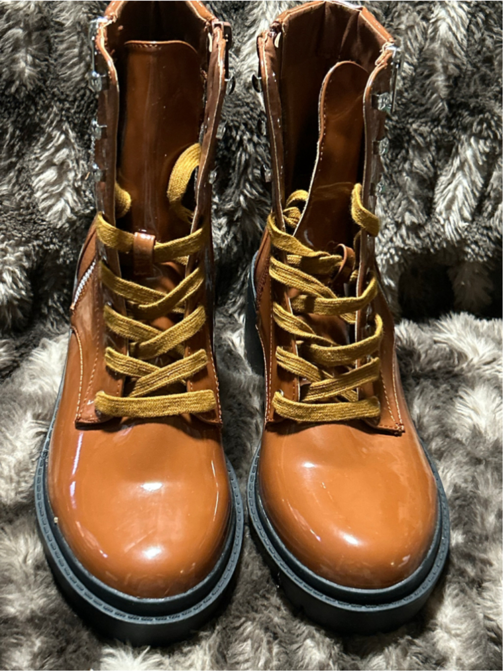Women's Unbranded Brown Combat Boots with Silver Studs